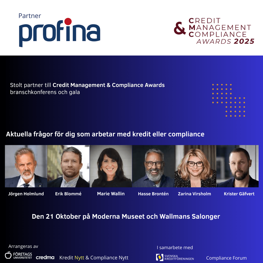 Bild på Profina är partner även i år när Credit Management & Compliance Awards arrangeras